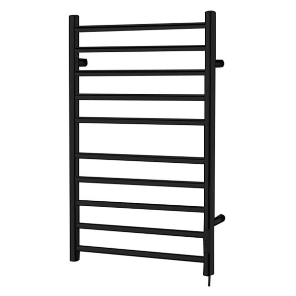 Agua Canada Giovanna Matte Black 10-Bar Hardwired and Plug-In Electric Towel Warmer w/ Timer Function