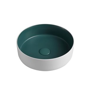 Vasque ronde de salle de bains Frido par Agua Canada 14 po porcelaine blanc/vert