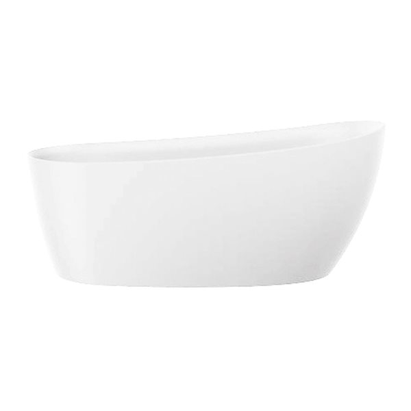 Agua Canada Bianca 68-in Glossy White Acrylic Freestanding Oval Bathtub w/ Off-Centre Drain