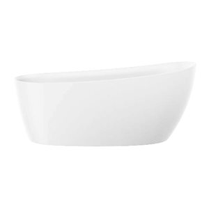 Agua Canada Bianca 68-in Glossy White Acrylic Freestanding Oval Bathtub w/ Off-Centre Drain