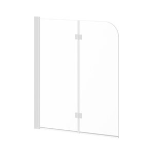 Pare-baignoire réversible pivotant sans cadre Alfonso par Agua Canada blanc mat 46 x 56 po verre trempé clair