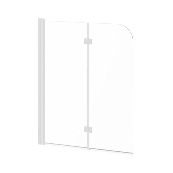 Agua Canada Alfonso 46 x 56-in Matte White Frameless Clear Tempered Glass Reversible Swivel Bath Screen