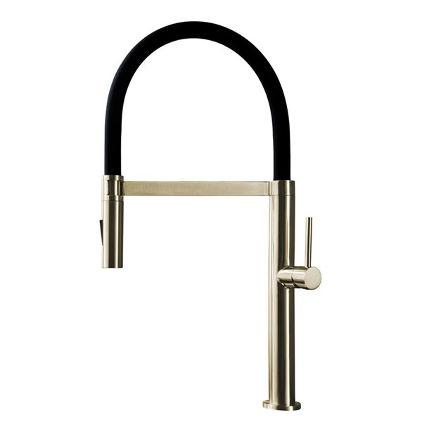 Agua Canada Miaggi Gold/Black 1-Handle Deck-Mount High-Arc Pull-Down Kitchen Faucet