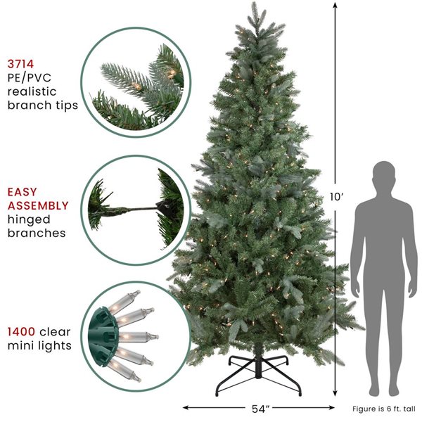 Northlight Real Touch 10-ft Pre-Lit Slim Granville Fraser Fir Artificial Christmas Tree - Clear Lights