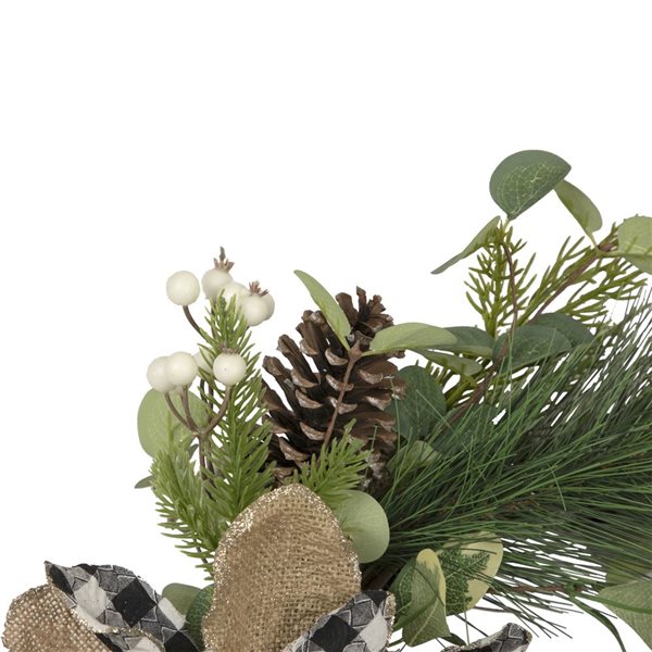 Northlight Unlit Magnolia and Frosted Pine Cones Artificial Christmas Wreath -  22-in