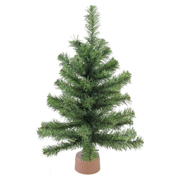 Northlight Mini Canadian Pine Medium Artificial Christmas Tree with Faux Wood Base - 18-in - Unlit