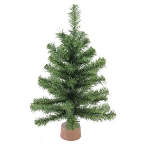 Northlight Mini Canadian Pine Medium Artificial Christmas Tree with Faux Wood Base - 18-in - Unlit