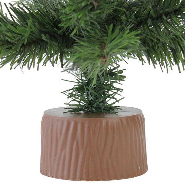 Northlight Mini Canadian Pine Medium Artificial Christmas Tree with Faux Wood Base - 18-in - Unlit