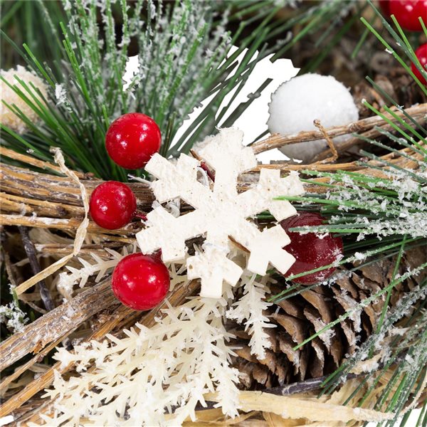 Northlight Unlit Frosted Pine and Berries Winter Foliage Mini Christmas Wreath - 10-in