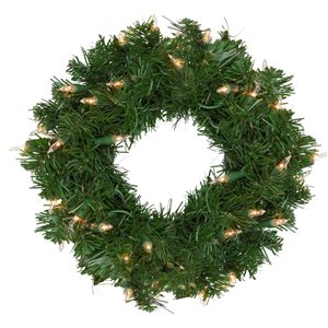Northlight 12-in Pre-Lit Deluxe Windsor Pine Artificial Christmas Wreath - 12-in