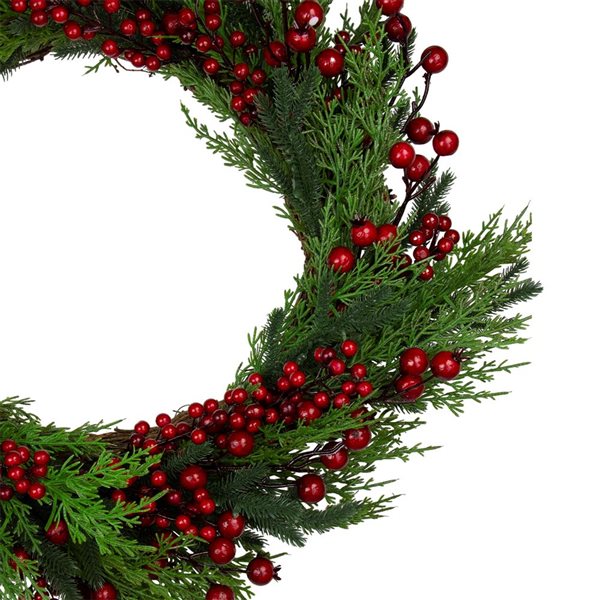 Northlight Unlit Mixed Pine and Berries Artificial Christmas Wreath - 26-in