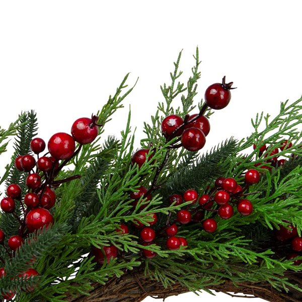 Northlight Unlit Mixed Pine and Berries Artificial Christmas Wreath - 26-in