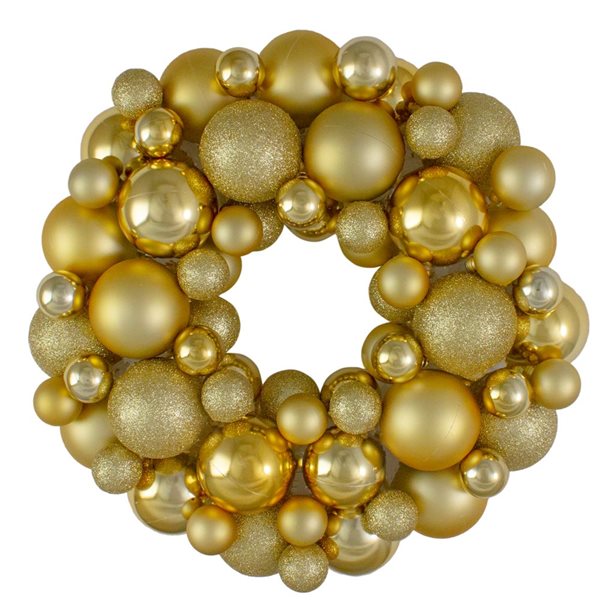 Northlight 13-in Vegas Gold 3-Finish Shatterproof Ball Christmas Wreath