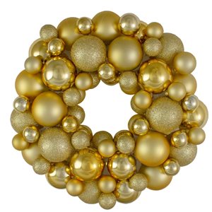 Northlight 13-in Vegas Gold 3-Finish Shatterproof Ball Christmas Wreath