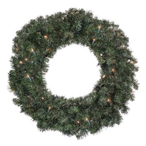 Northlight 24-in Pre-Lit Canadian Pine Artificial Christmas Wreath - Clear Lights