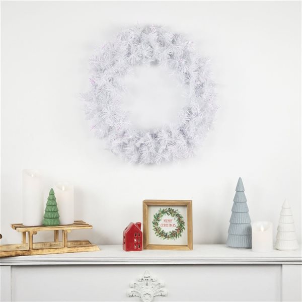 Northlight Unlit Icy White Iridescent Spruce Artificial Christmas Wreath - 18-in