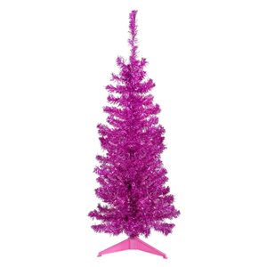 Northlight 4-ft Pink Artificial Tinsel Christmas Tree  Unlit