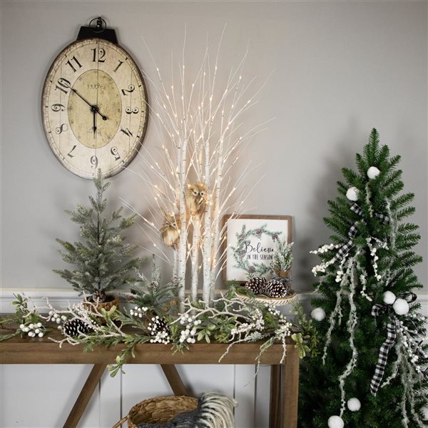 Northlight 4-ft LED Lighted White Birch Twig Tree Cluster Christmas Decoration