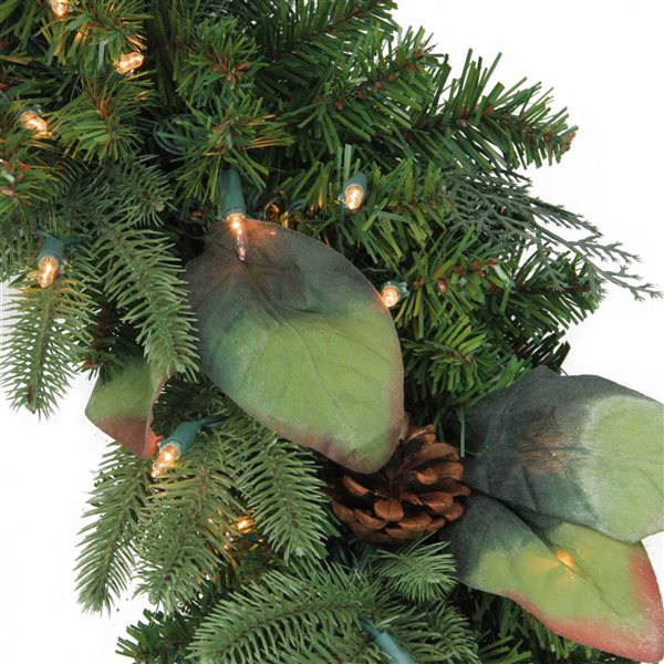 Northlight 30-in Pre-Lit Mixed Winter Pine Artificial Christmas Wreath - Clear Lights