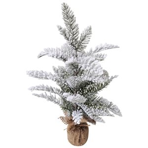 Northlight 17.75-in Heavily Flocked Pine in Burlap Base Christmas Tree - Unlit