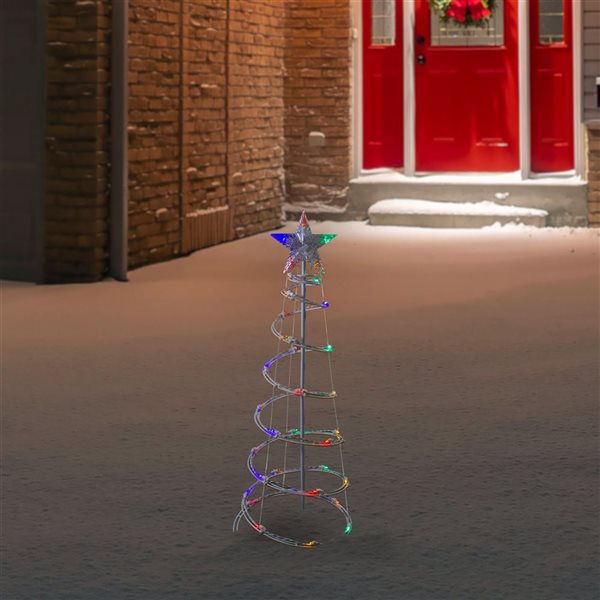 Northlight 3-ft LED Lighted Spiral Cone Tree Outdoor Christmas Decoration  Multi Lights