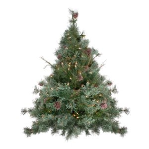 Northlight 3-ft Pre-Lit Country Mixed Pine Artificial Christmas Wall or Door Tree - Clear Lights