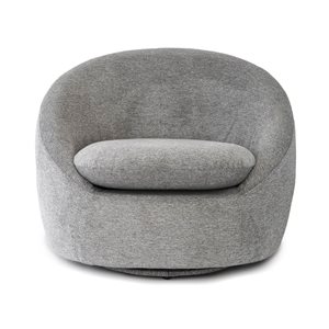 38.19 W x 35.04 D x 29.92-in H Salt and Pepper Chenille Fabric Swivel Upholstered Barrel Accent Chair