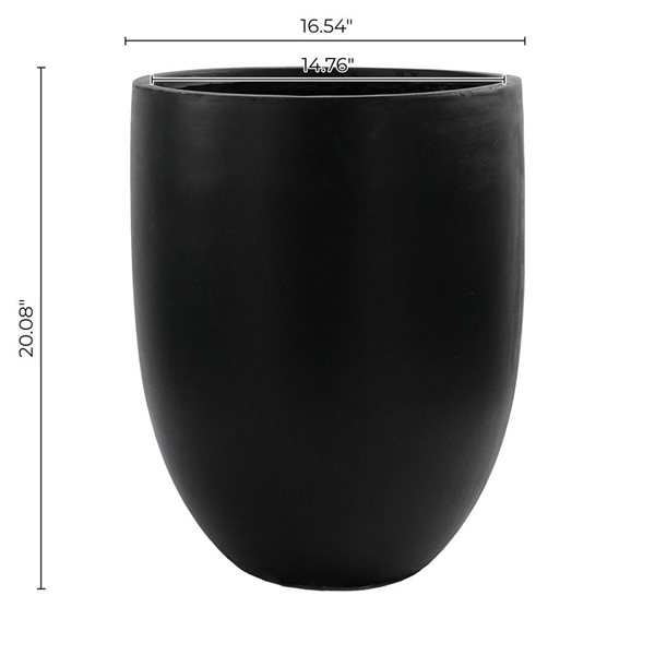 Hudson Home Botaneeka 16.5 W x 20-in H Landon Large Black Round Fibreglass Planter