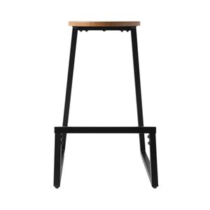 Tabouret de bar hauteur comptoir Corktown avec siège en bois noyer et base en métal noir