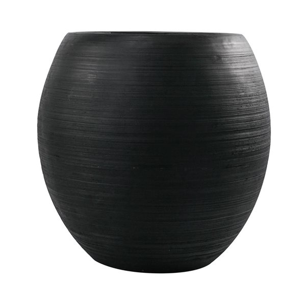 Hudson Home Botaneeka 21.46 W x 21.26-in H Barolo Extra-large Black Round Fibreglass Planter