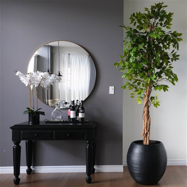 Bac à plantes rond très grand Barolo Botaneeka de Hudson Home 21,46 po l. x 21,26 po h. en fibre de verre noir