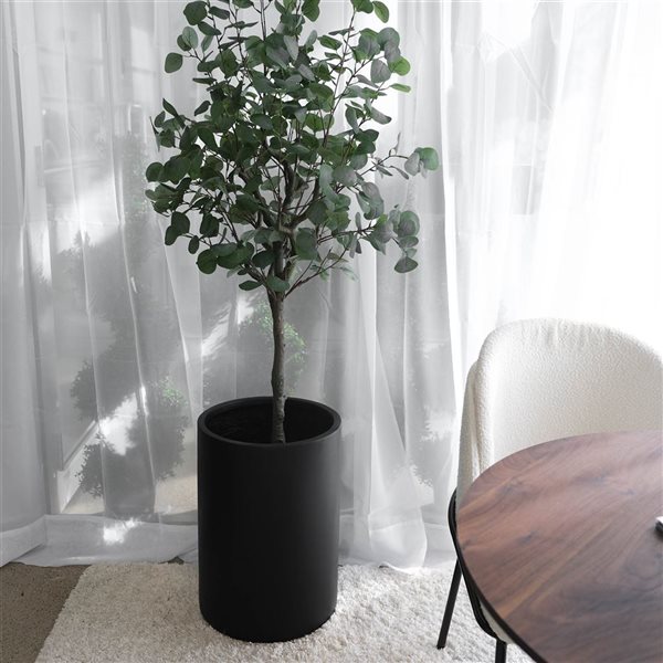 Bac à plantes rond grand format Barron Botaneeka de Hudson Home 13,78 po l. x 19,69 po h. en fibre de verre noir