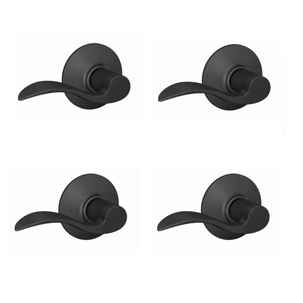 Schlage Accent Matte Black Hall/Closet Interior Door Handle Lever - 4/Pack