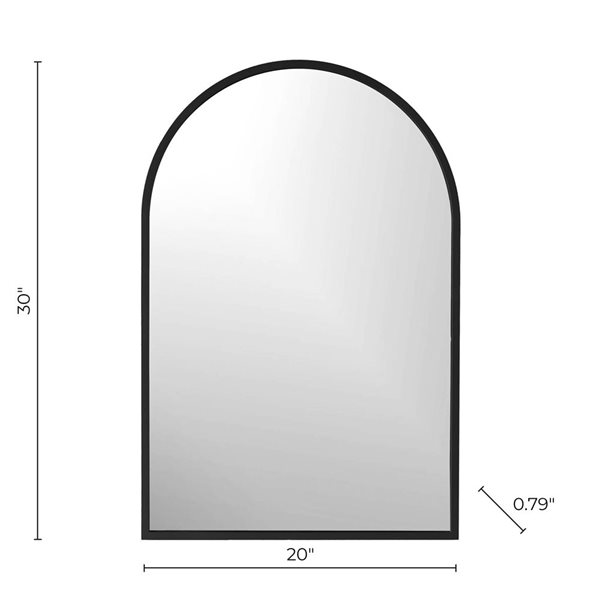 Hudson Home Emerson 20 x 30-in Matte Black Plastic Arched Framed Wall-Mount Accent Mirror