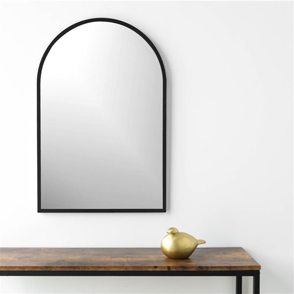 Hudson Home Emerson 20 x 30-in Matte Black Plastic Arched Framed Wall-Mount Accent Mirror