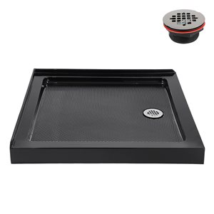 Streamline NT-2151-36BL-RH 36 in. x 36 in. Corner Acrylic Shower Base in Glossy Black with Right Hand Drain, Drain Included