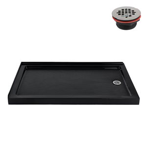 Streamline NT-2154-60BL-RH 60 in. x 36 in. Corner Acrylic Shower Base in Glossy Black with Right Hand Drain, Drain Included