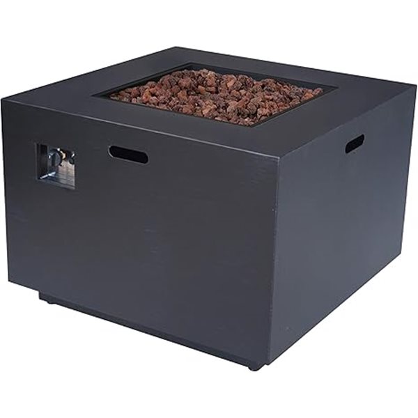 Flynama 50000 BTU 24 x 33-in Square Iron Outdoor Patio Propane Fire Pit, Dark Grey