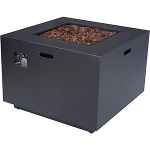 Flynama 50000 BTU 24 x 33-in Square Iron Outdoor Patio Propane Fire Pit, Dark Grey