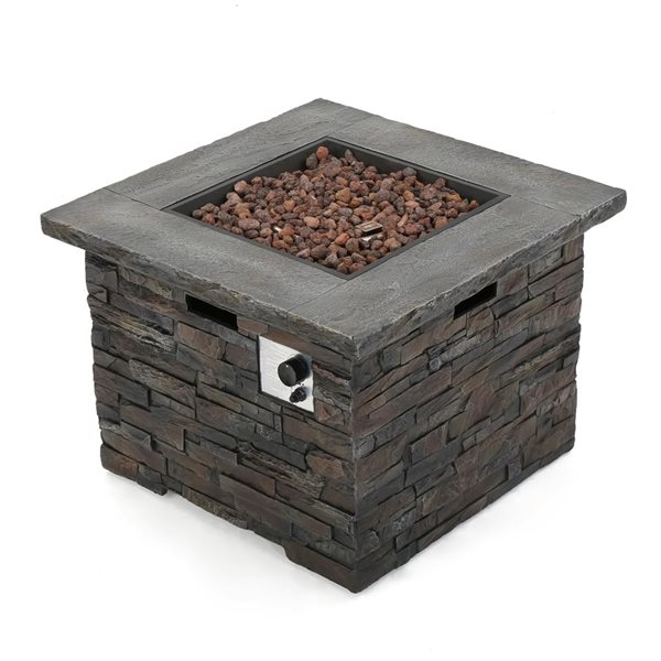 Flynama 40000 BTU 35-in Square MgO Fire Pit - Stone Grey