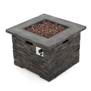 Flynama 40000 BTU 35-in Square MgO Fire Pit - Stone Grey