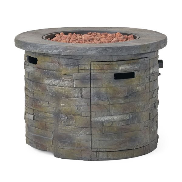 Flynama 40000 BTU 35-in Round Fire Pit - Stone Grey