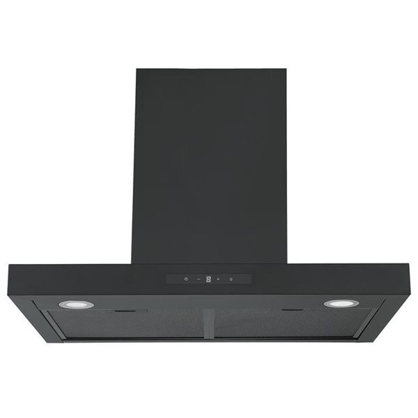 Agua Canada Hercules-BK 500 CFM 30-in Square Matte Black Wall Mounted Range Hood with Touch Screen