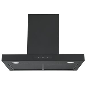 Agua Canada Hercules-BK 500 CFM 30-in Square Matte Black Wall Mounted Range Hood with Touch Screen