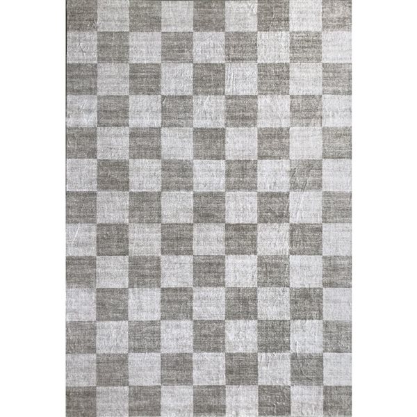 Tapis d'intérieur doux à carreaux beige et marron Eclipse par Rug Branch 5 x 7 po