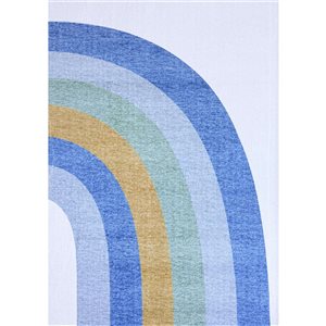 Tapis d'intérieur doux pour enfants Soft Steps Playtime par Rug Branch 4 x 6 po arc-en-ciel Bleu clair Ivoire