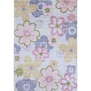 Tapis de jeu pour enfants Soft Steps Playtime par Rug Branch 6 x 9 po fleurs rose et mauve