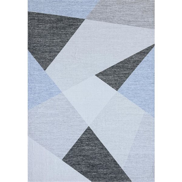 Tapis d'intérieur moderne bleu-gris de style milieu de siècle Eclipse par Rug Branch 5 x 7 po