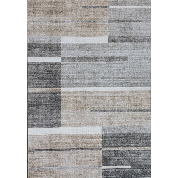 Tapis d'intérieur moderne brun-gris de style milieu de siècle Eclipse par Rug Branch 6 x 9 po