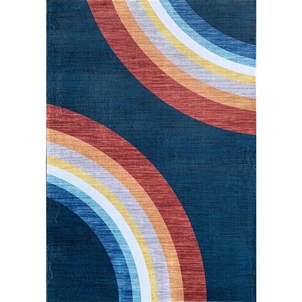 Rug Branch Kids Soft Steps Playtime 5 x 7-in Rainbow Navy Indoor Soft Area Rug